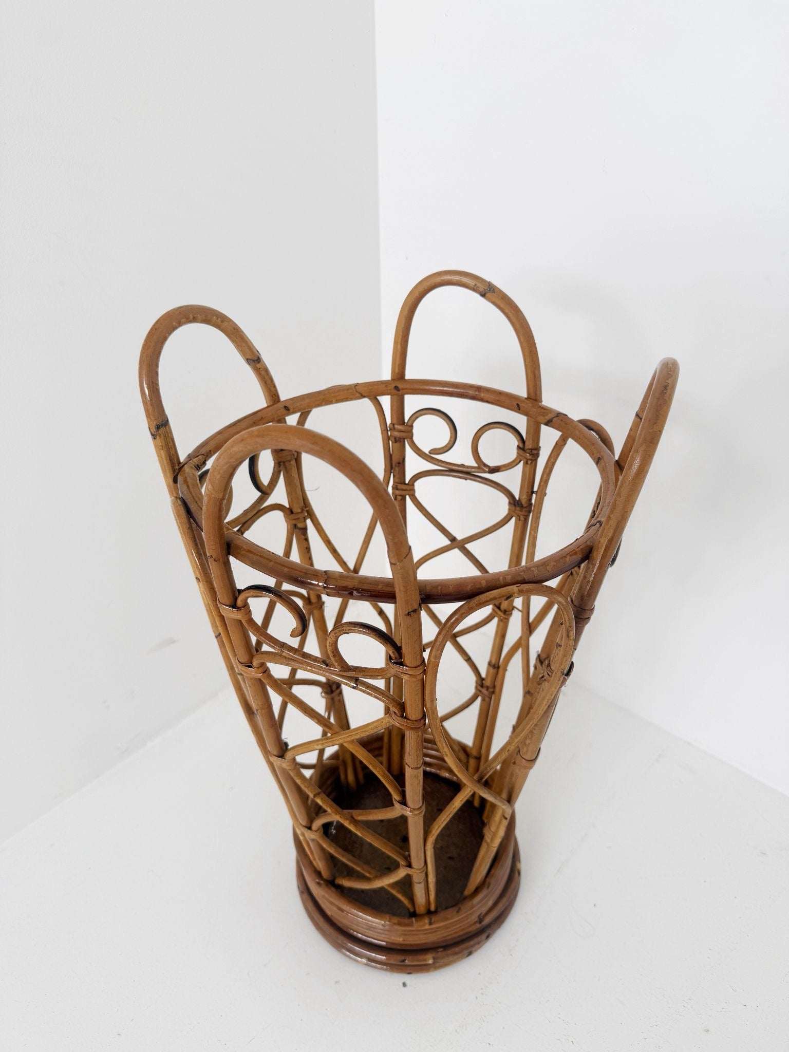 Bamboo and rattan umbrella stand – 1960s/1970s