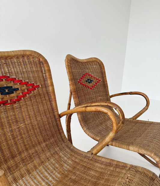 Pair of wicker armchairs