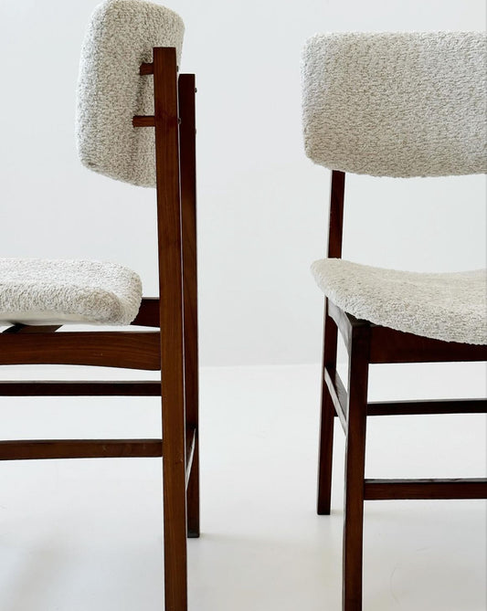 Four bouclè chairs