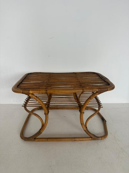 Original 60s rattan lounge set – 4 armchairs + coffee table