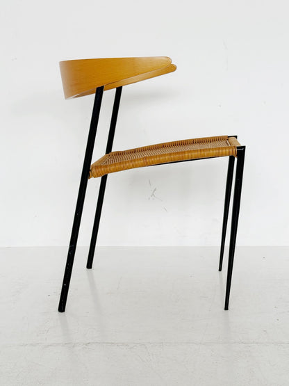 Italian Chair in Metal, Bentwood, and Wicker – 1960s
