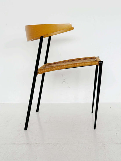 Italian Chair in Metal, Bentwood, and Wicker – 1960s