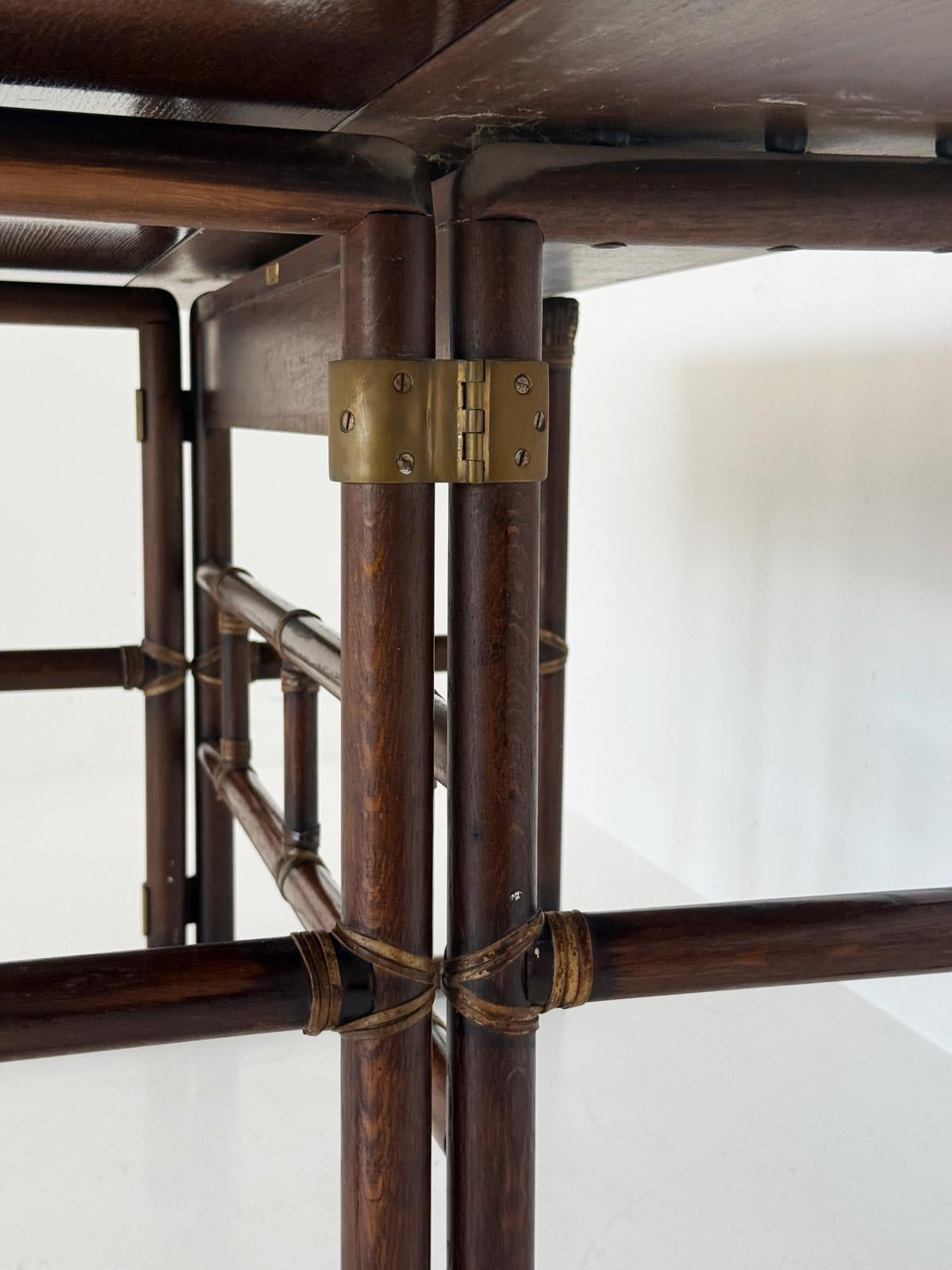McGuire oak and rattan console/table by Lyda Levi (1970s)