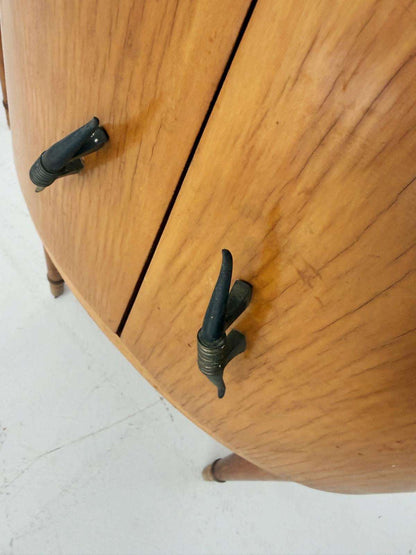 Pair of Curved Nightstands with Glass Tops – Italy, 1950s