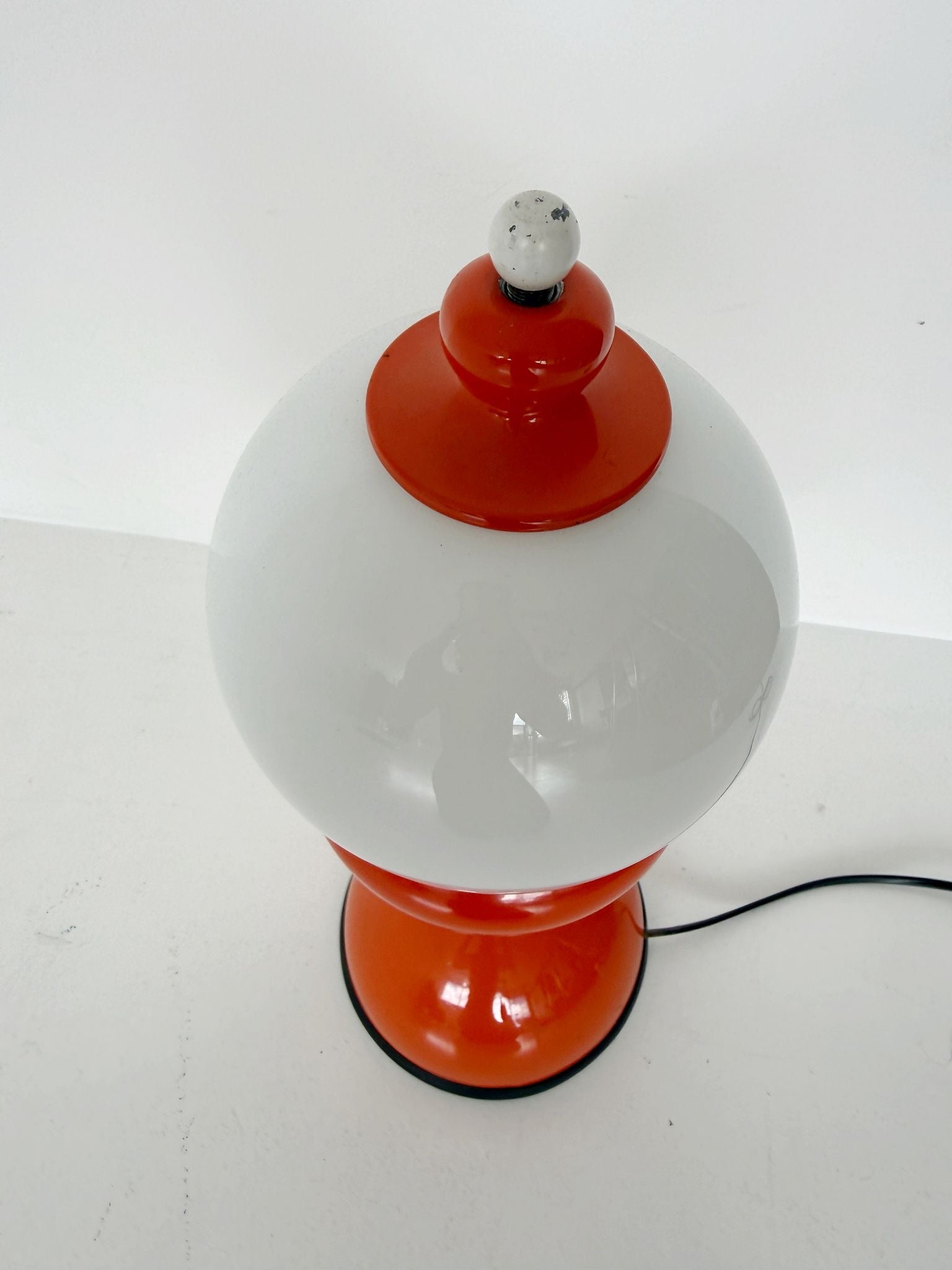 Space Age Table Lamp in Opal Glass and Lacquered Metal, 1970s