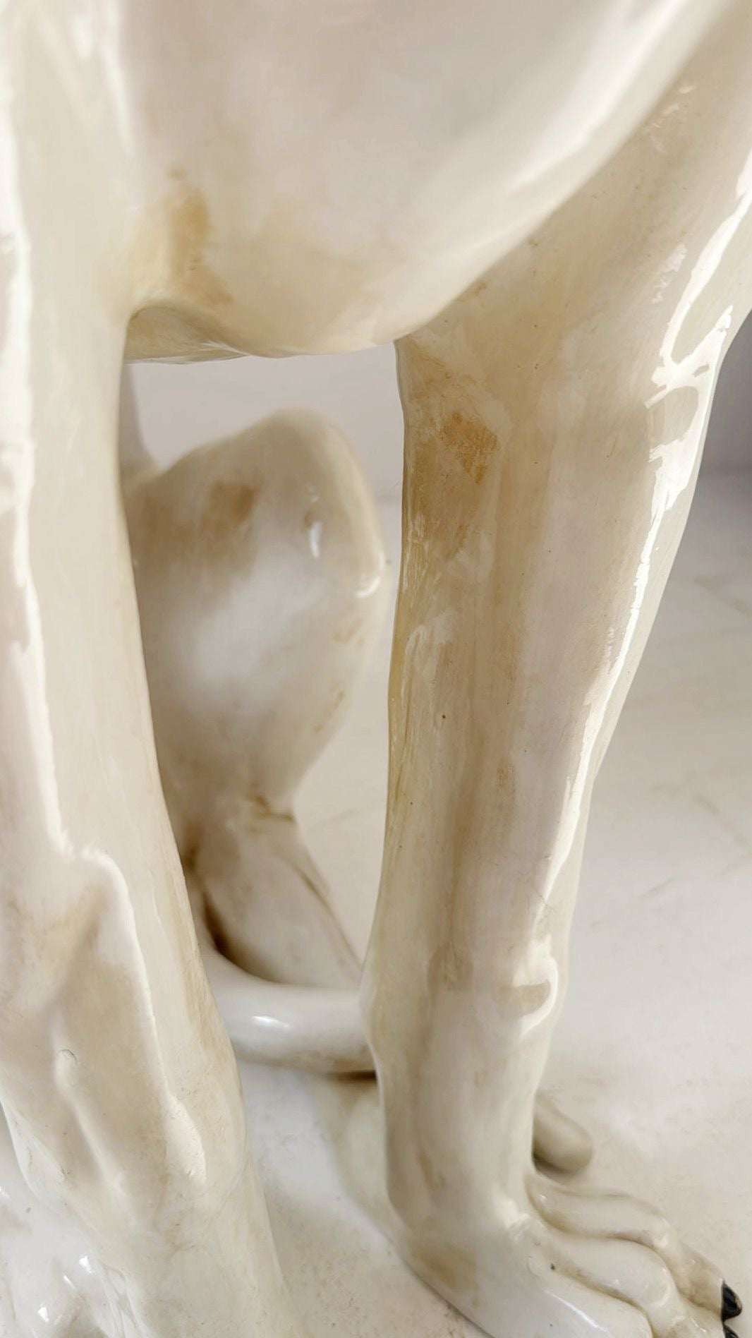 Glazed Ceramic Greyhound Sculpture – Decorative Elegance