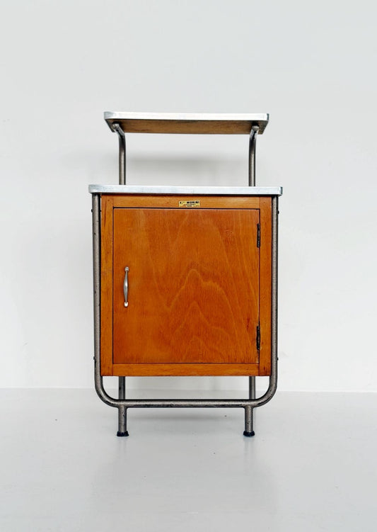 Comodino funzionale italiano degli anni '50, prodotto da F.lli Morini