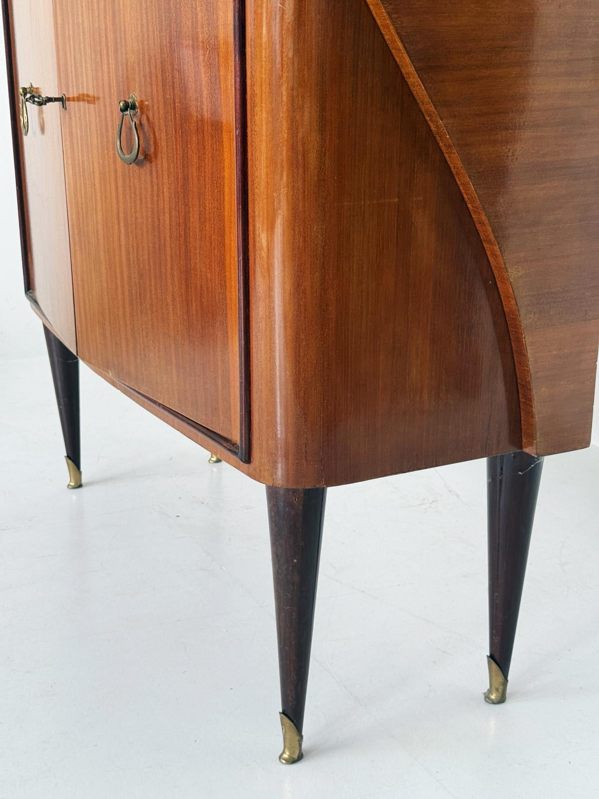Italian Mahogany Bar Cabinet with Interior Mirrors, 1940s–1950s