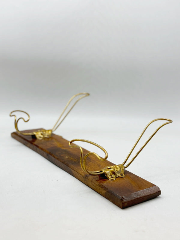 Brass and wood clothes hanger