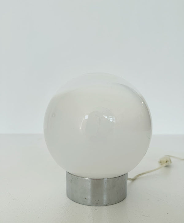 Table lamp with chrome base