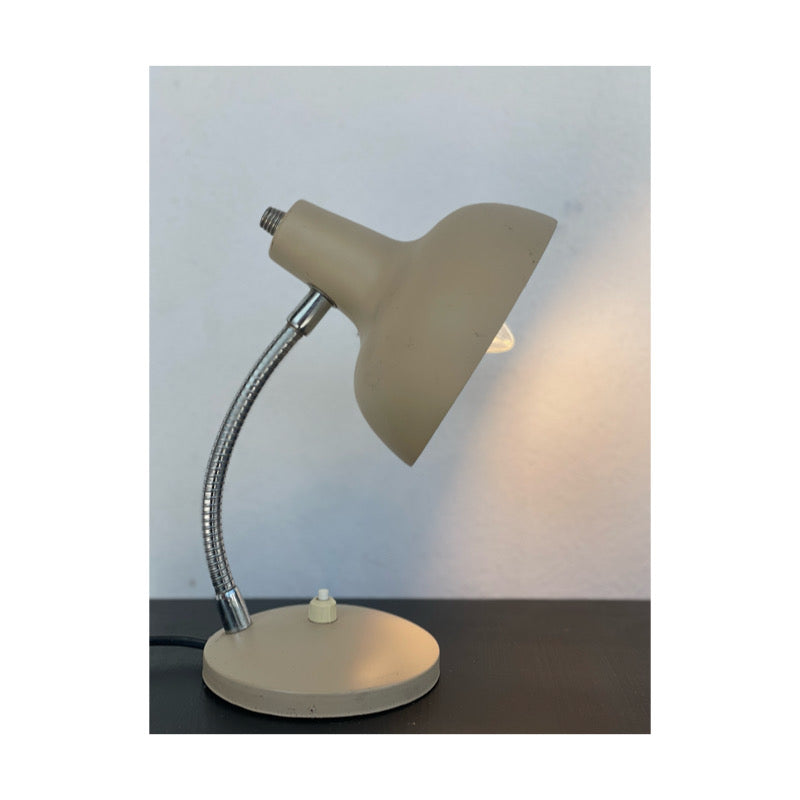 Beige and chrome table lamp