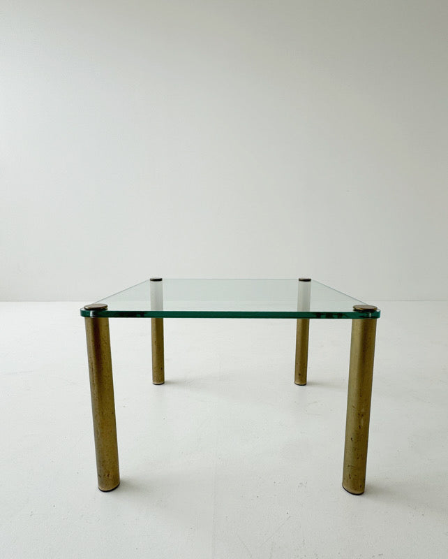 Glass and metal coffee table