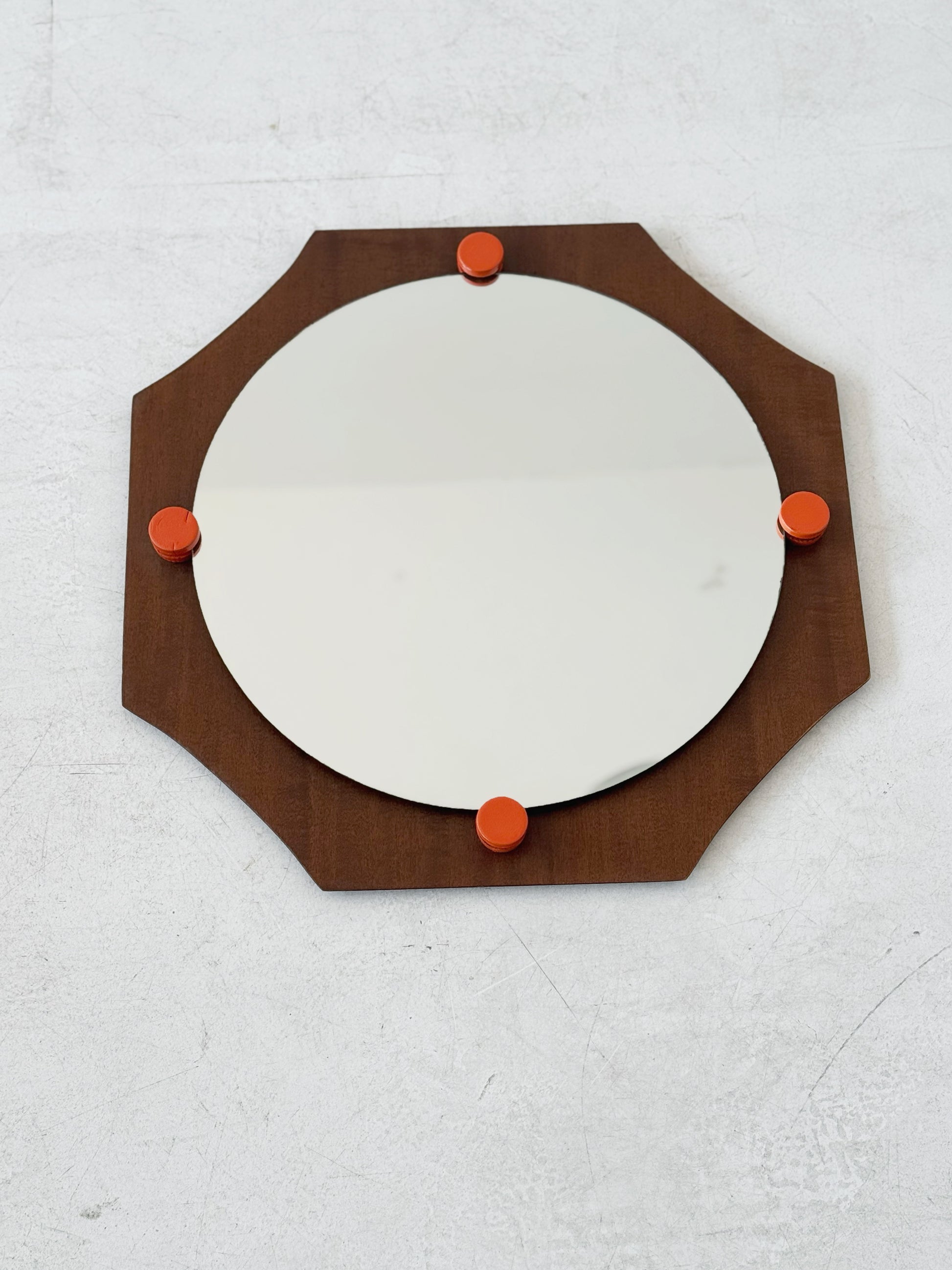 Mirror with teak frame