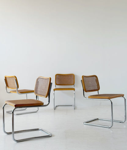 Four Cesca chairs, designed by Marcel Breuer for Gavina