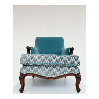 Light blue and wood armchair