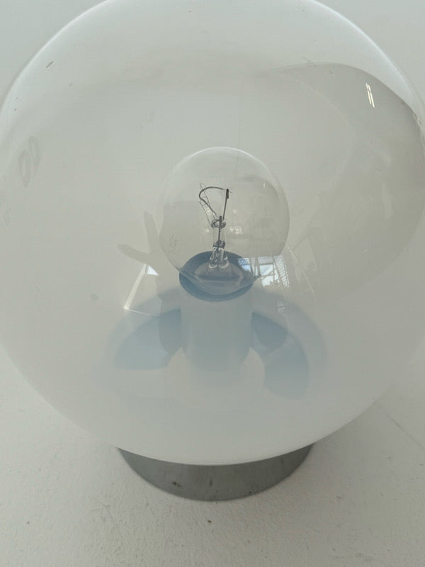 Table lamp with chrome base