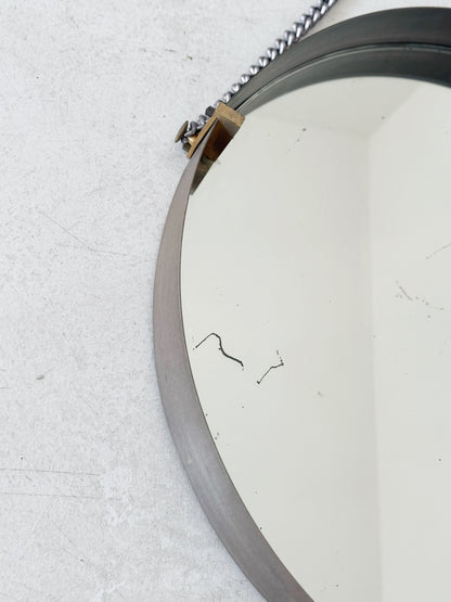 Round mirror with metal frame