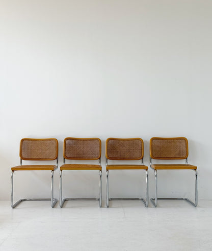 Four Cesca chairs, designed by Marcel Breuer for Gavina