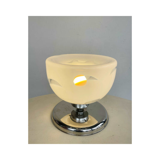Glass and chrome table lamp
