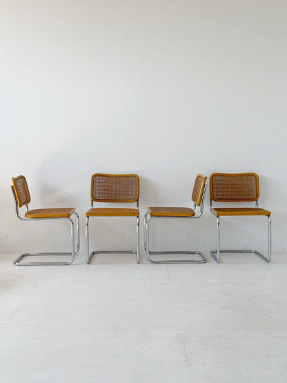Four Cesca chairs, designed by Marcel Breuer for Gavina