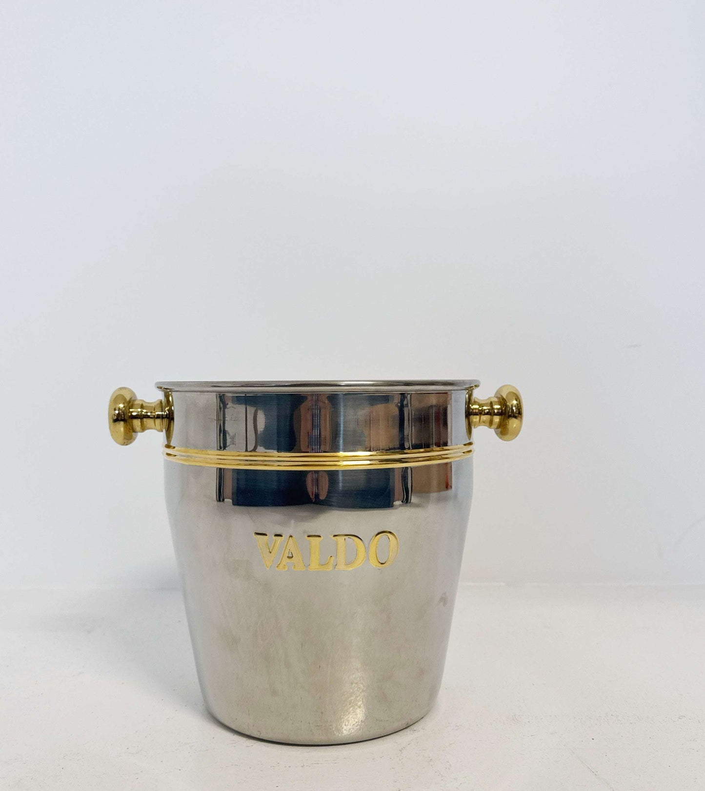 Vintage Chrome Ice Bucket with Gold Detailing – “VALDO”