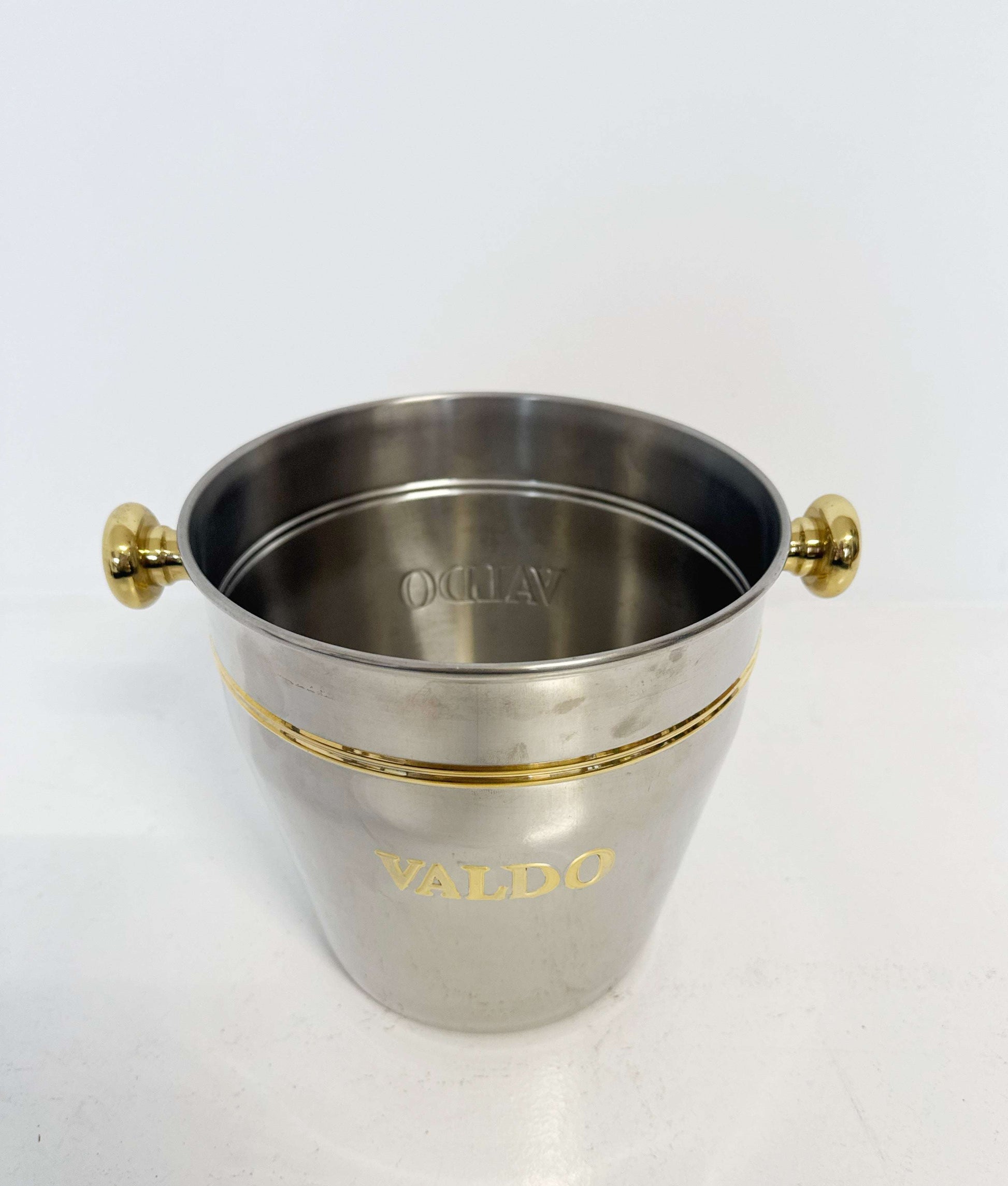 Vintage Chrome Ice Bucket with Gold Detailing – “VALDO”