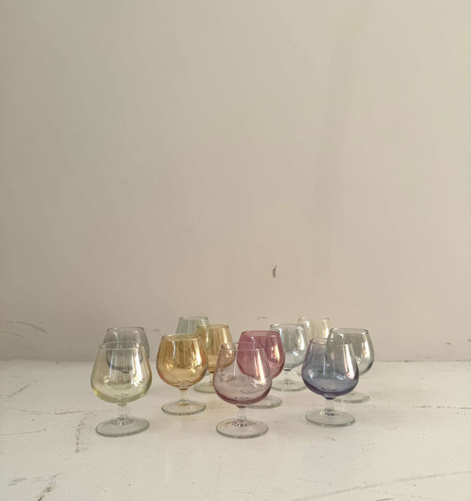 Set of Vintage Colored Glass Tumblers