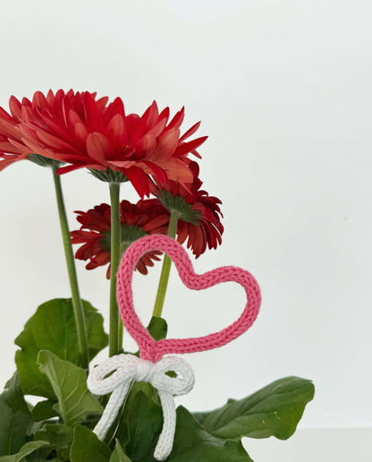Tricotin heart plant topper – romantic handmade decoration