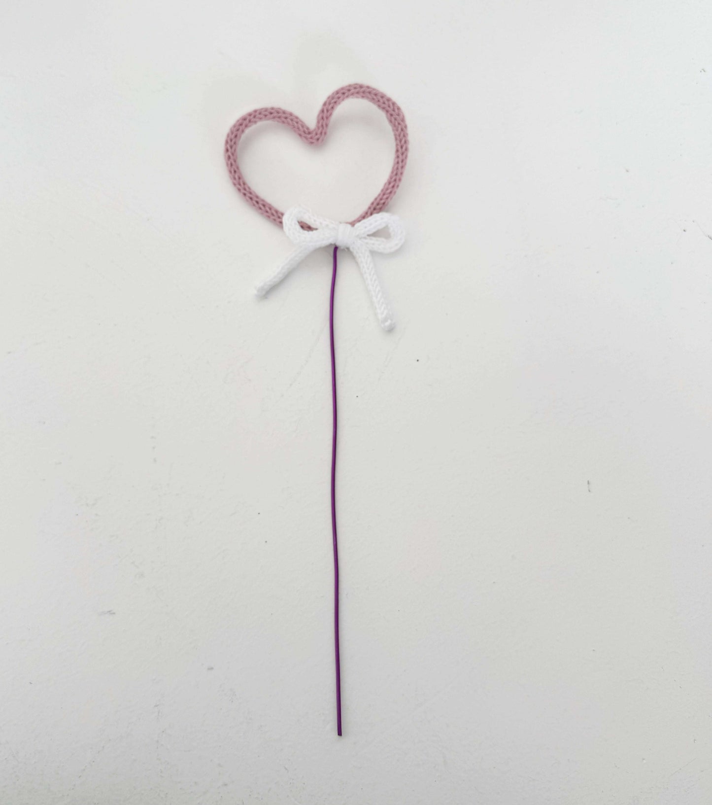 Tricotin heart plant topper – romantic handmade decoration