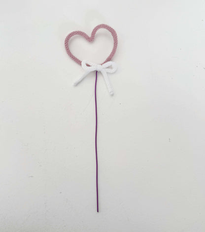 Tricotin heart plant topper – romantic handmade decoration