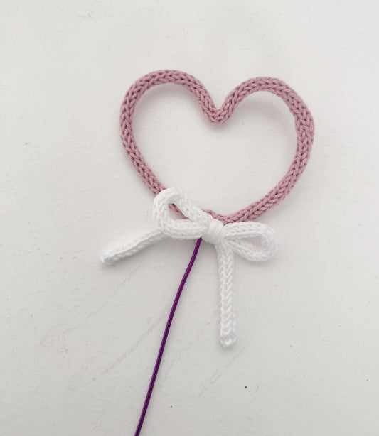 Tricotin heart plant topper – romantic handmade decoration
