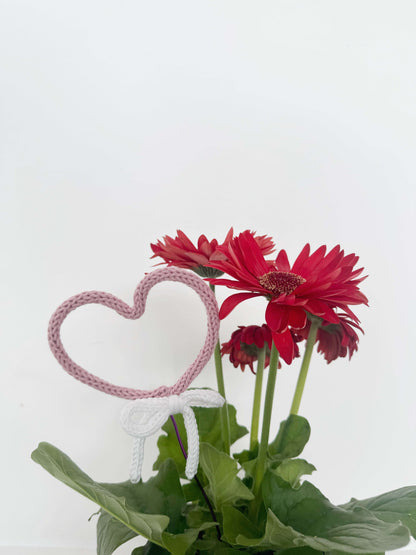 Tricotin heart plant topper – romantic handmade decoration