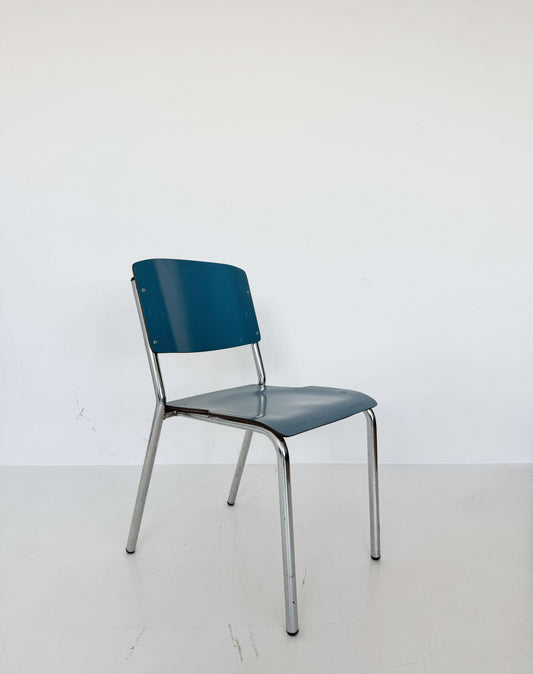 Blue Formica and chrome metal chair