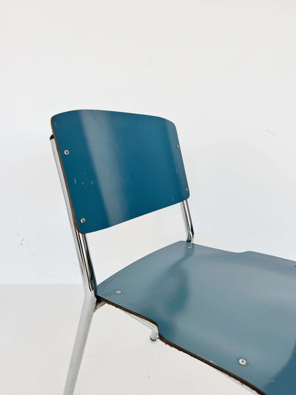 Blue Formica and chrome metal chair
