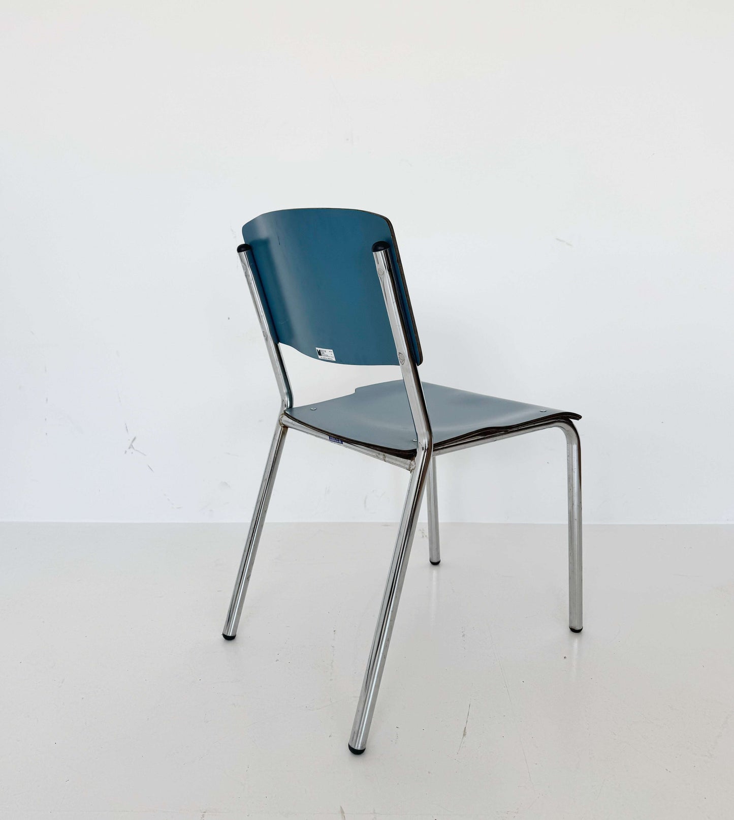 Blue Formica and chrome metal chair
