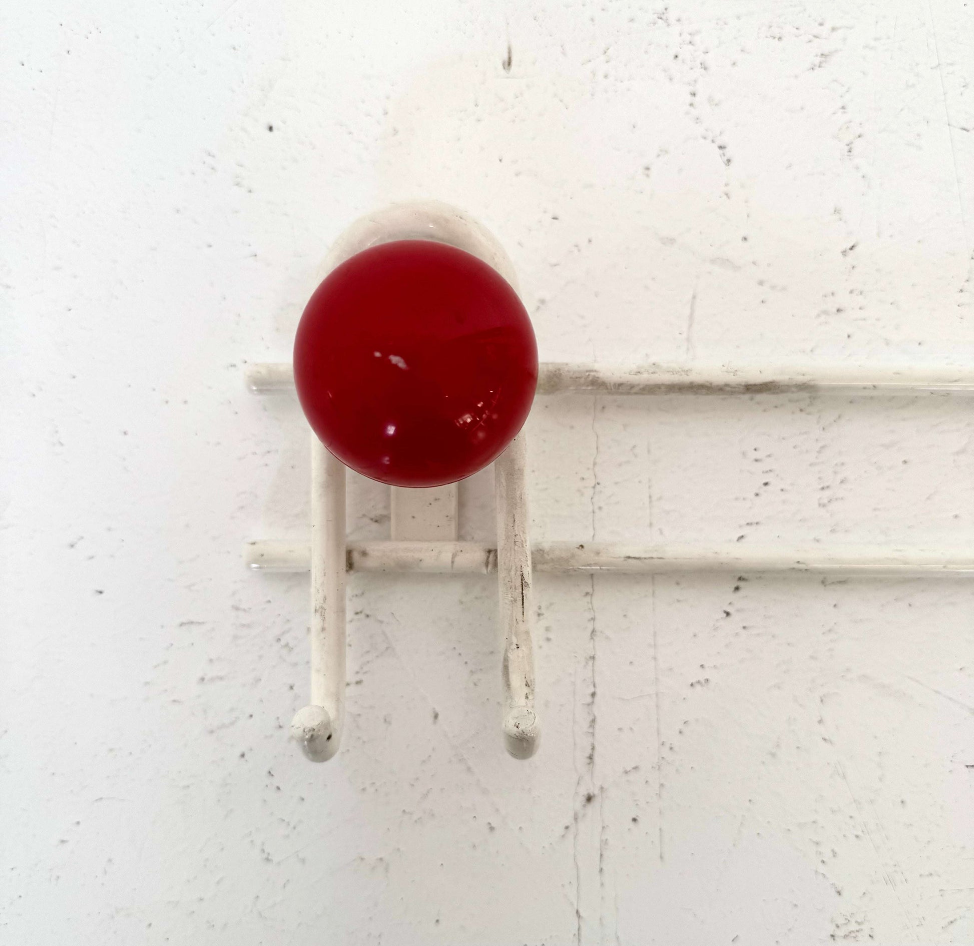 Small Vintage Wall Hook with Red Knobs