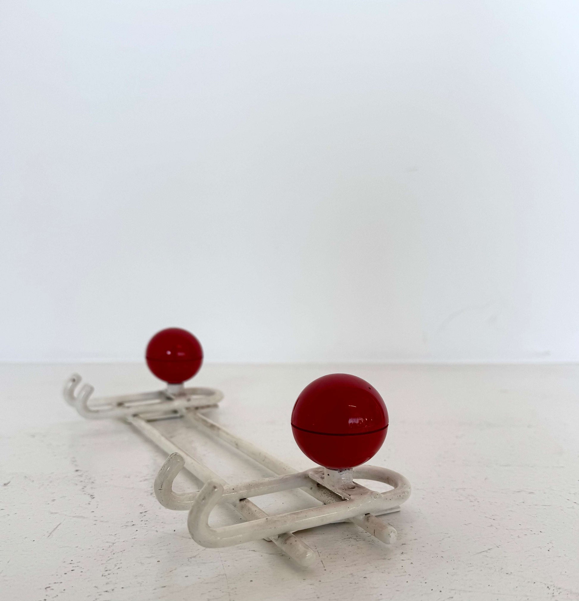 Small Vintage Wall Hook with Red Knobs