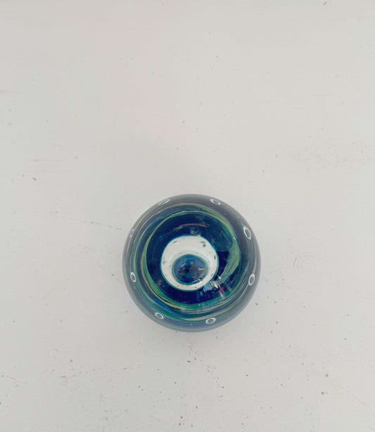 Vintage Blue Art Glass Paperweight
