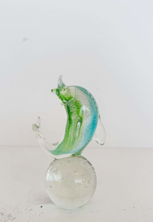 Vintage Art Glass Paperweight – Dolphin