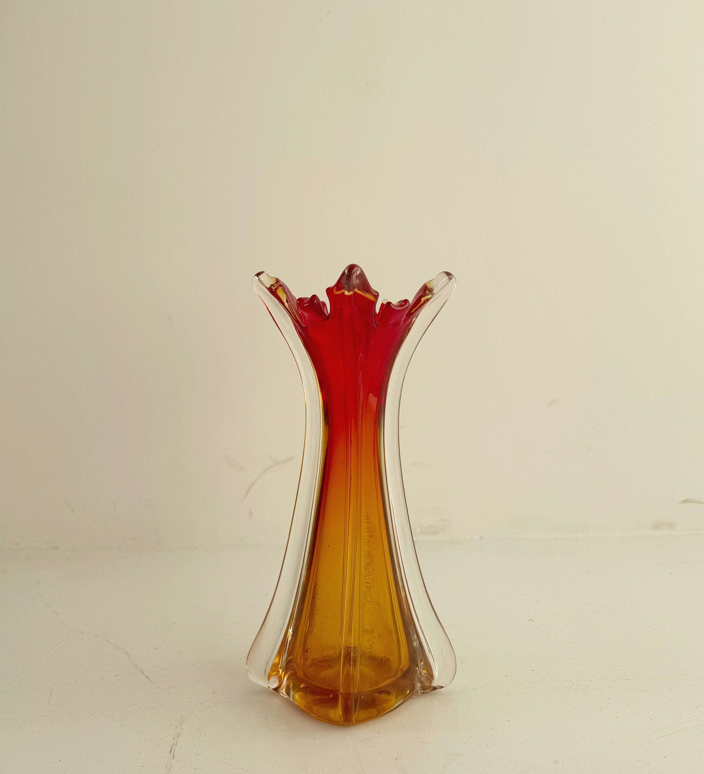 Vintage two-tone blown glass vase