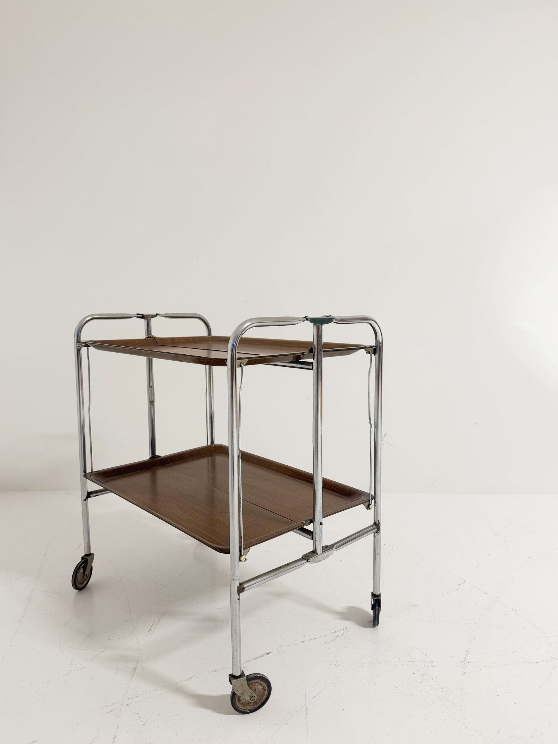 Folding vintage trolley with chrome frame