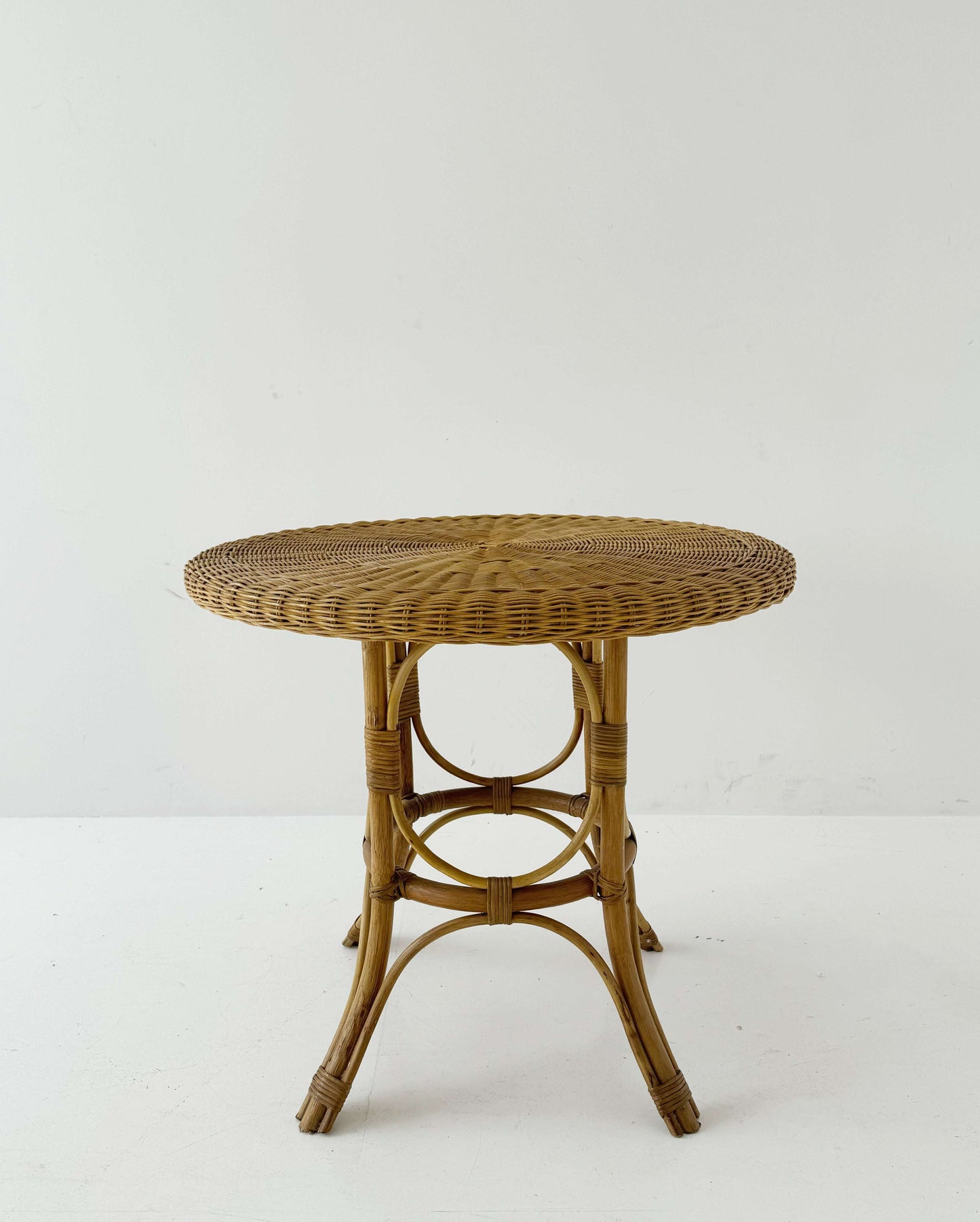 Round woven rattan table, 1960