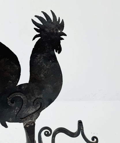 Decorative iron rooster-shaped weathervane