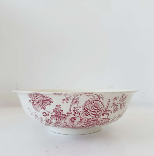 Large Staffordshire pottery bowl with floral decoration