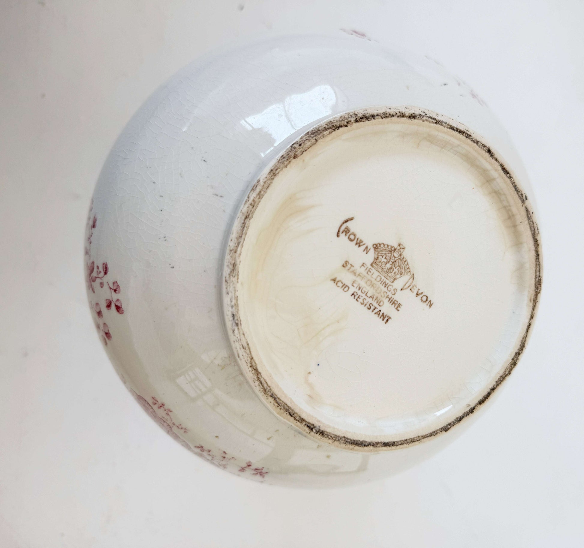 Staffordshire pottery jug with pink floral decoration – 1960s