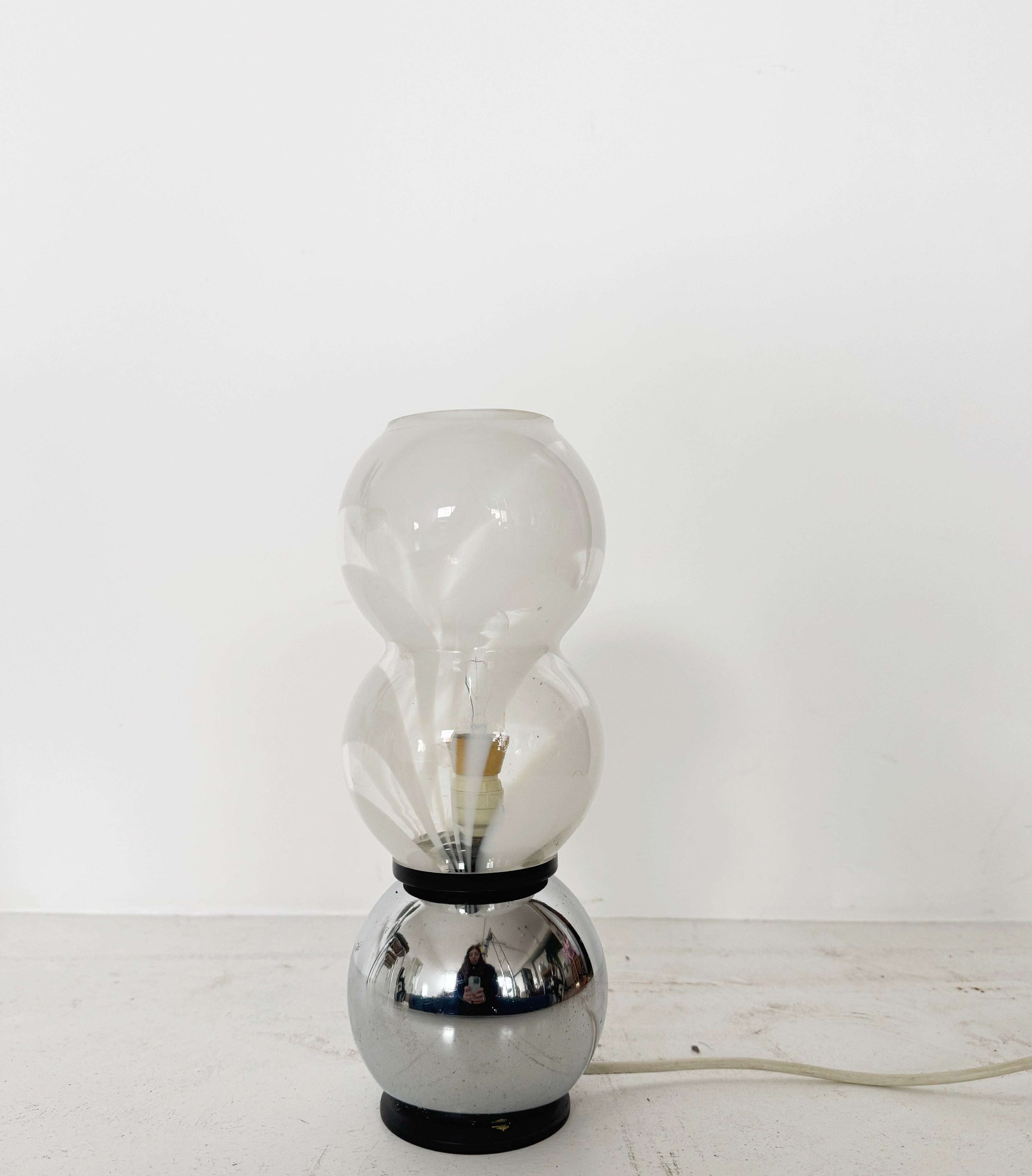 Glass and Chromed Metal Table Lamp – Elegant design
