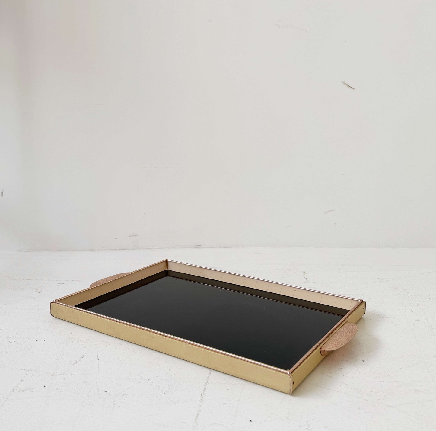 rectangular tray with black glass top
