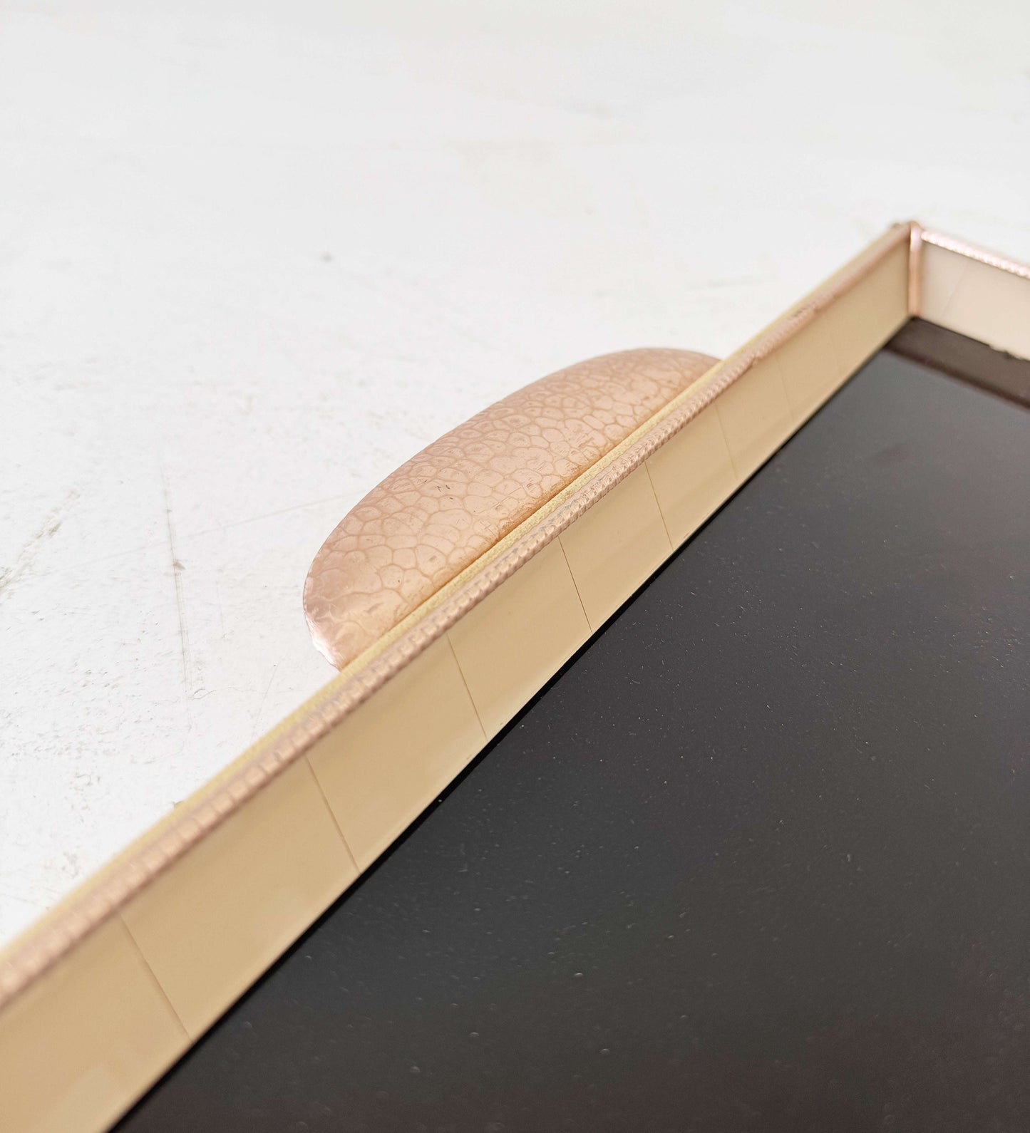 rectangular tray with black glass top