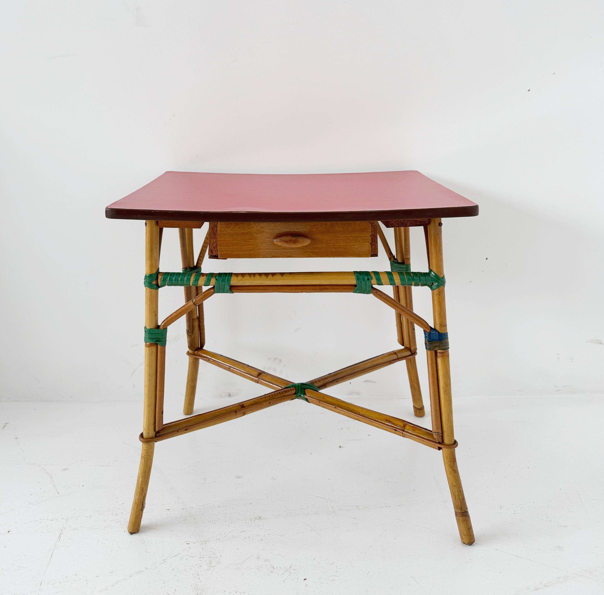 Bamboo coffee table with drawer – 1950s/1960s