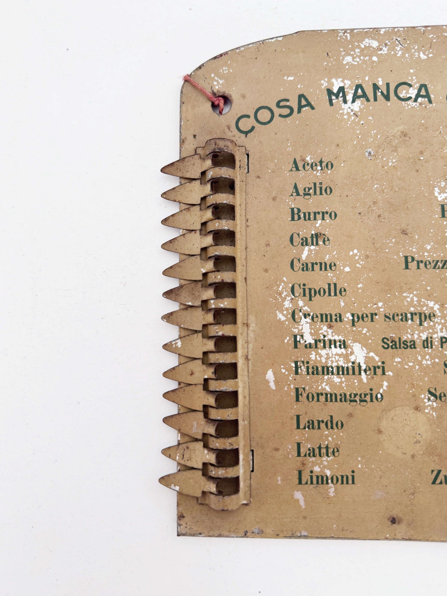 "What's Missing Today?" Tin Kitchen Sign – Italy, 1950s